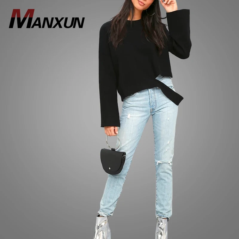Bulk Wholesale 2018 Newest Long Sleeve Women Blouse Cotton Fabric Casual Tops Hot Selling Cutting Design Clothing