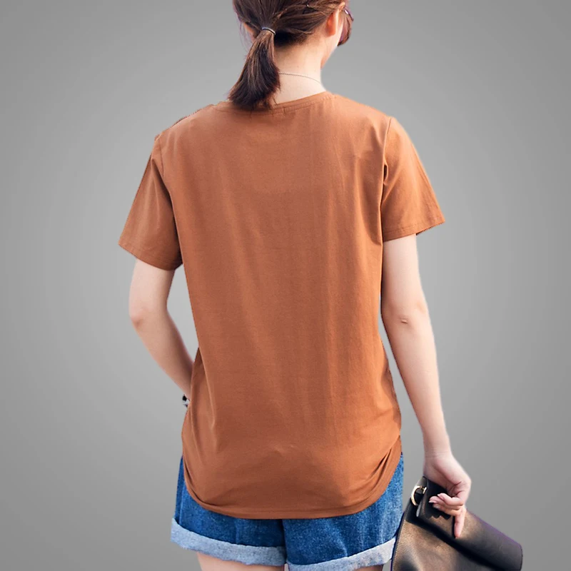 2018 Summer New Style Ladies Korean Fashion Letters Embroidered Casual O-neck Short Sleeve T-shirt 7