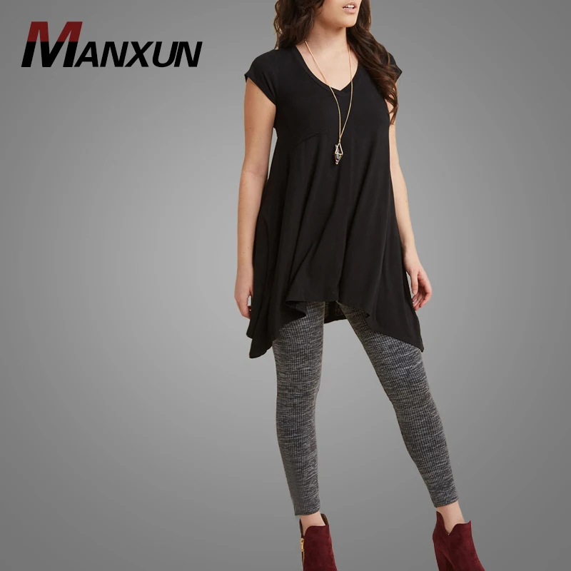 2018 Ladies Simple Style Clothes Hot Selling Short Sleeve Long Tops Good Quality Cotton Plain Blouse