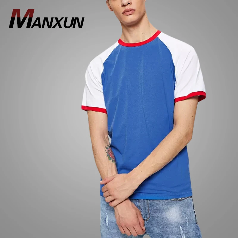 Wholesale Cheap Colorblock Tee Custom Mens Casual Plain Tshirts Summer Men Tshirt Hot Sell