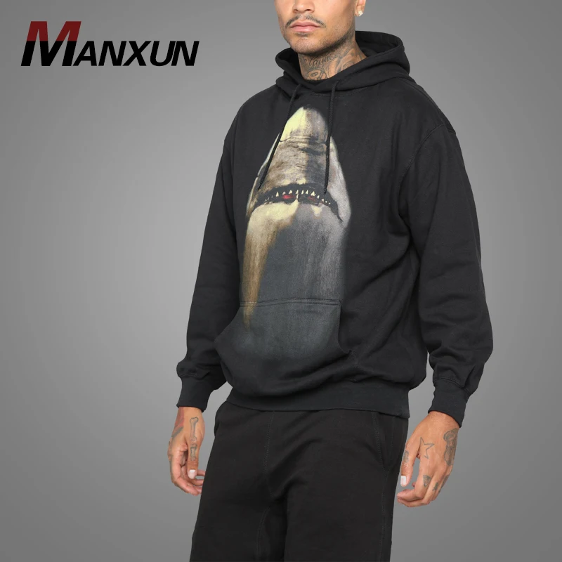 Latest Design Graphics Printing Hoodie Black Kangaroo Pocket Pullover Mens Fleece Hoodie