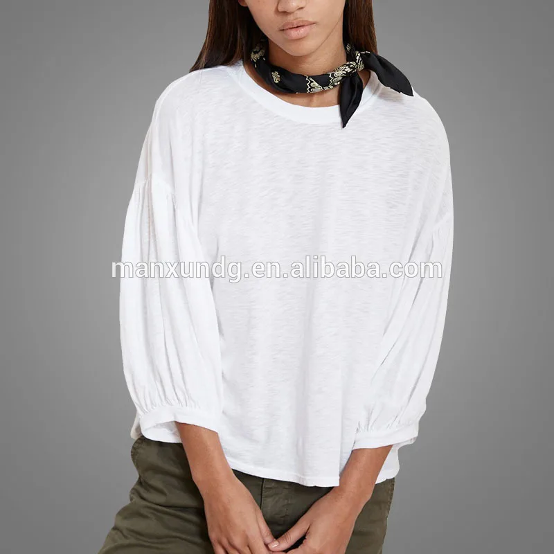 ladies' blouses & tops bamboo contton tee drop shoulder  super soft cotton tshirts