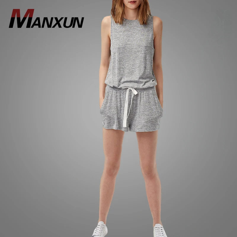 Dongguan Women Fashion Casual Jumpsuit Soft Elastic Waist Low Scop Back Romper Hotsale Formal Sport Wear
