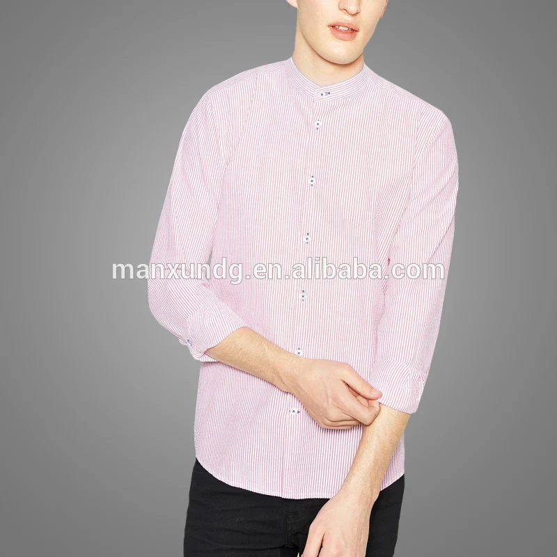 100% Cotton Casual Shirt Long Sleeves Striped Mens Dress Shirts