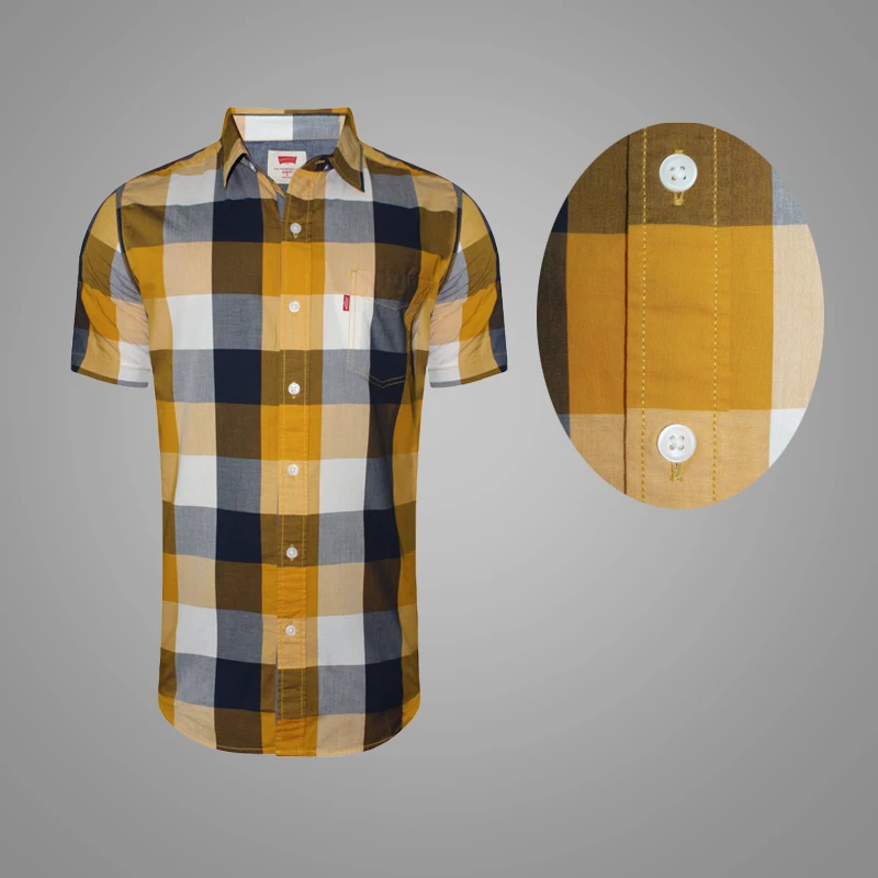 Newest Fashion Short Sleeve Summer Plaid Shirt Custom Logo Casual Shirt for Men 3