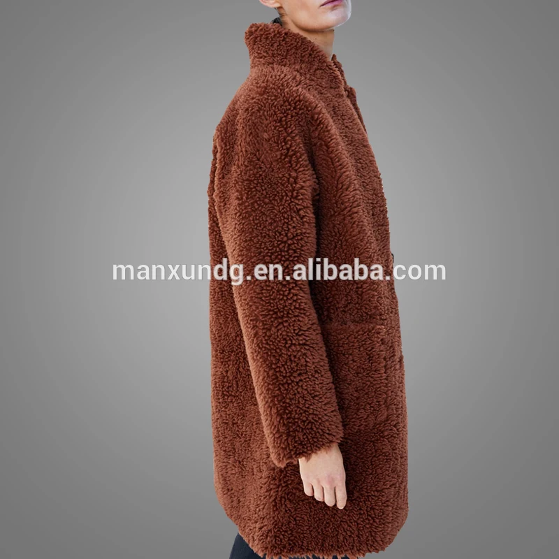 High Quality Winter Double Faced China Faux Fur Long Coat Women 5