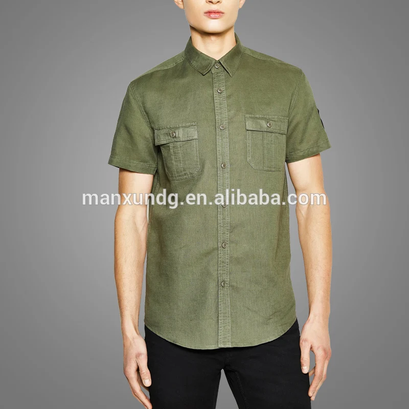 Casual slim fit shirt with pockets 100% cotton men short shirts polo shirt for men 5