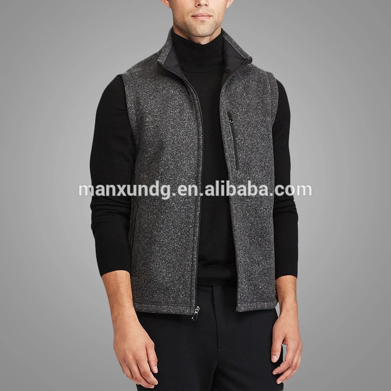 Hot Sell Fashion Men Fleece Full-Zip Sweater Vest Custom Winter Mock Neck Vest Outdoor Mens Waistcoat 2018 3