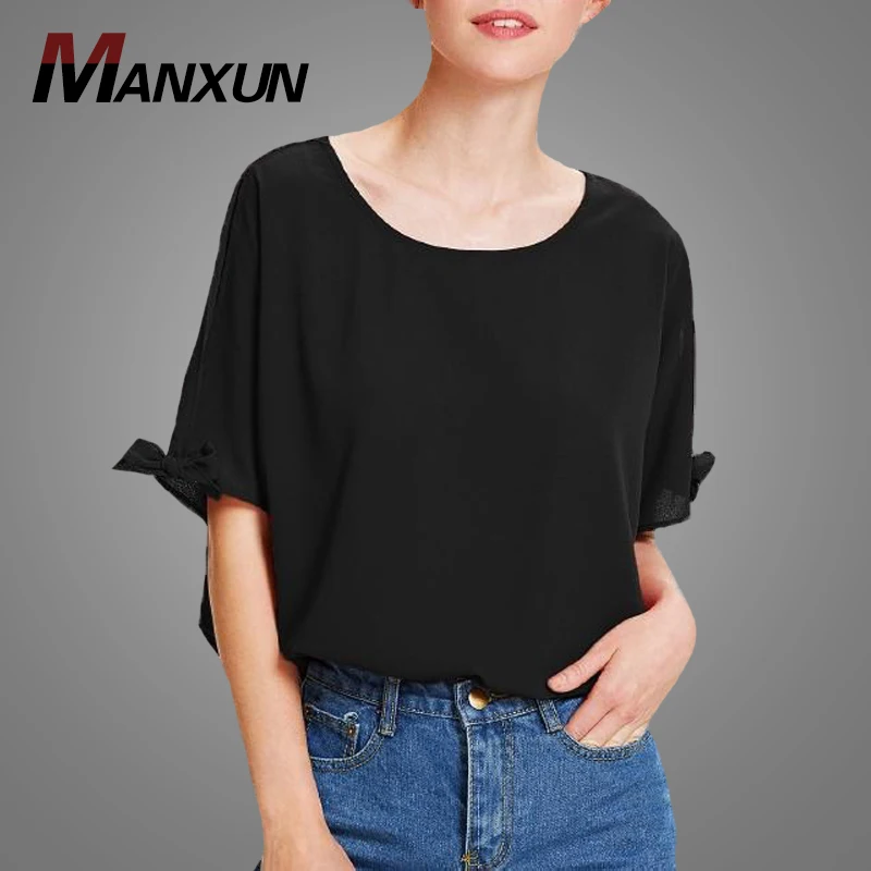 2018 New Arrival High Quality Women Plain Blouse Summer Loose Casual Tops