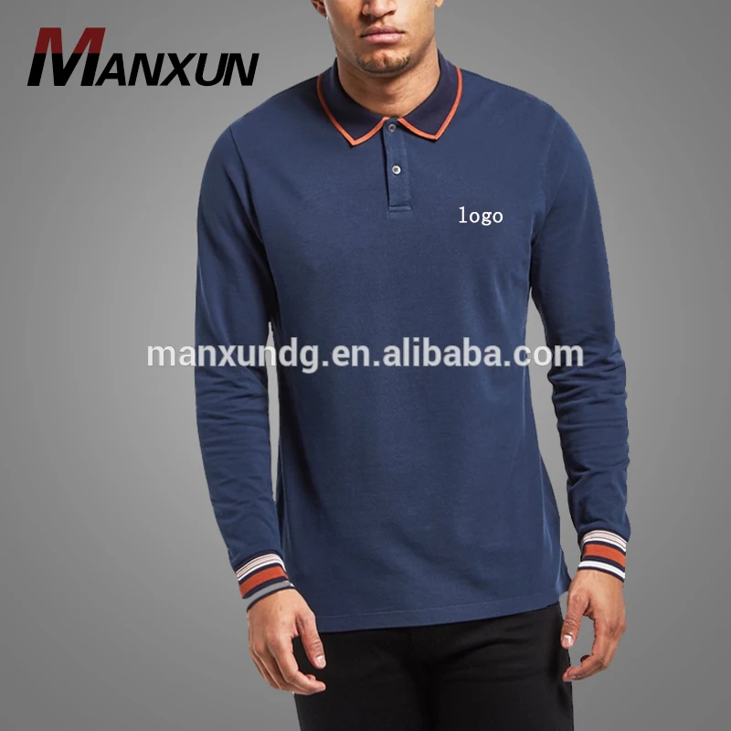 2018 China Export New Design Custom Cotton Mens Long Sleeve Bulk Polo T - Shirt