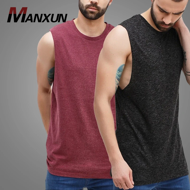 High Quality Dropped Armhole Vest Tank Top Cotton Plain Basketball Tank Top For Man 2018
