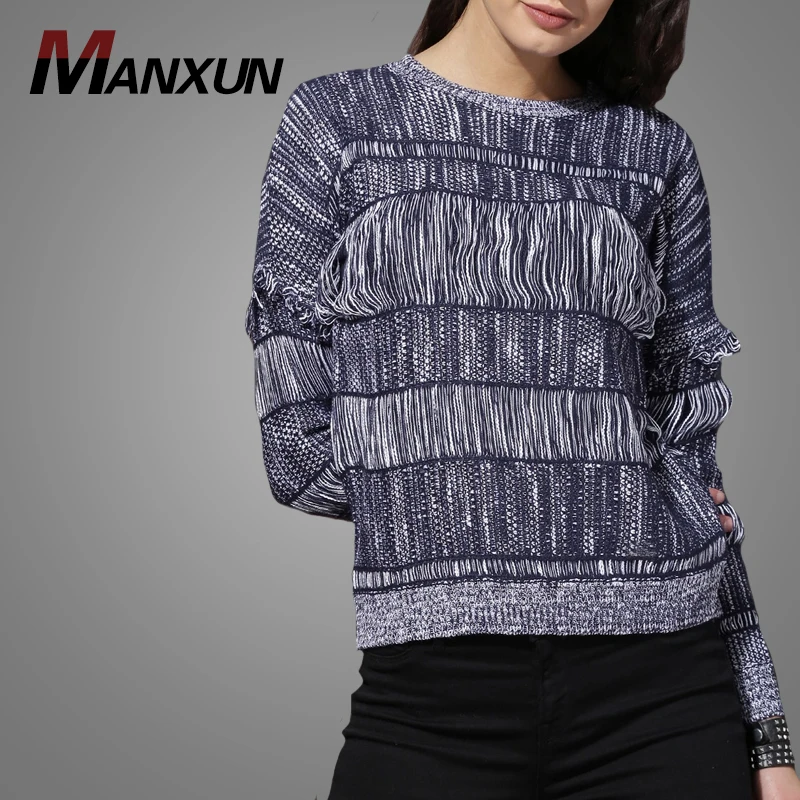 Wholesale OEM Service Casual Pullover Tops Long Sleeve Sweater Tops 2018 New Autumn Knitted Blouse Women Apparel