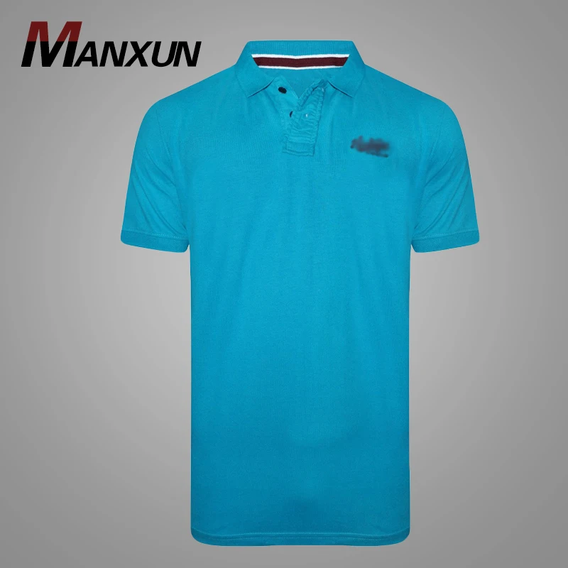 OEM & ODM Mens Blue Polo Shirts Customized Logo 100% Cotton Short Sleeve Casual Polo T-shirt