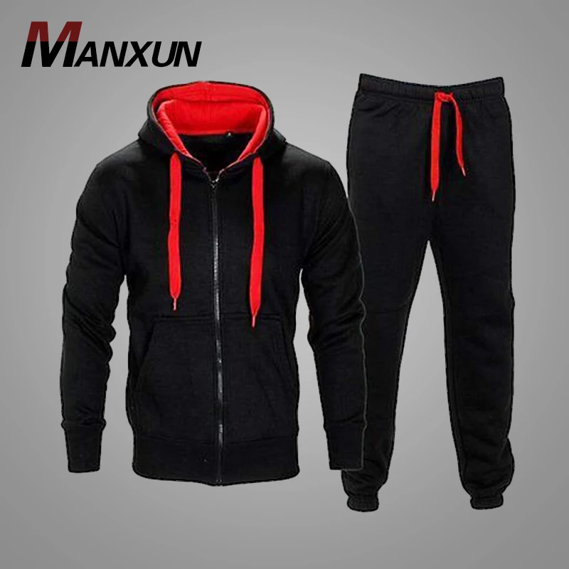 Plain Thicken Warm Winter Mens Tracksuit Set Wholesale Double Color Tracksuit Men