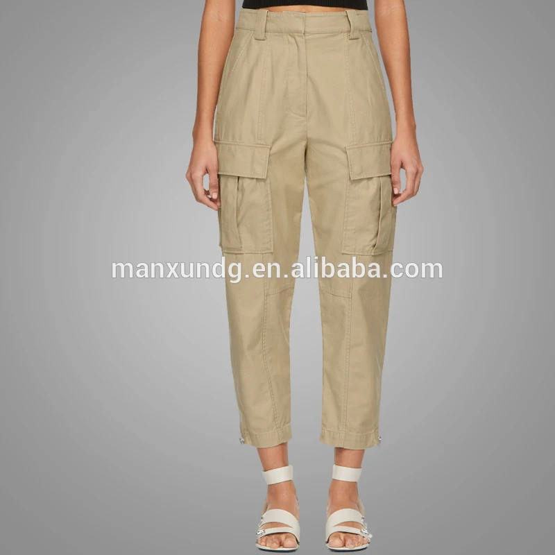 Wholesale Cheap Khaki Cargo Streetwear Fashion Oversized Trousers For Women