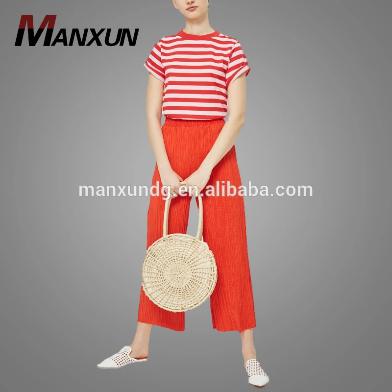 High Quality T-shirt With Logo Custom Logo Printed Ladies Striped T Shirt
