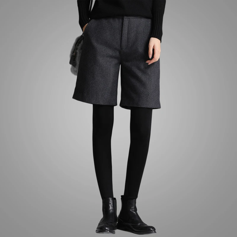 New Arrival Winter Woolen Womens Pants Loose Thin Commuter Plain Woolen Wide Leg Pants Women 7