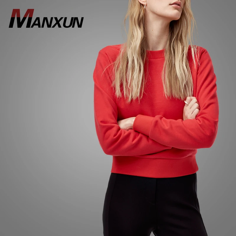 Wholesale Custom  Plain Hoodies Promotional Sale Long Sleeve Sweatshirt Top Casual Short Blouse Online