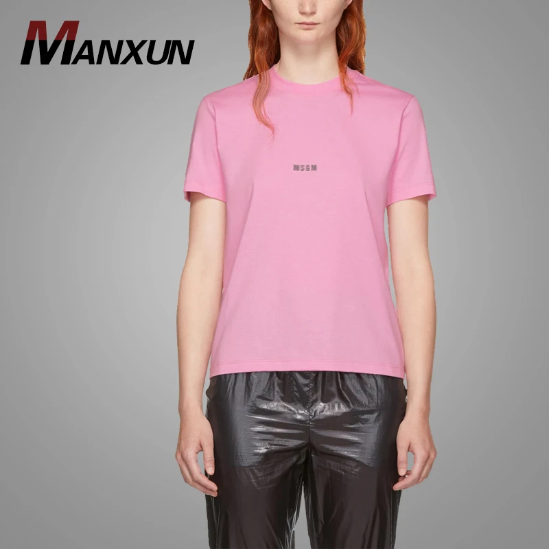 Wholesale Cheap Causal Design Girls Tee T Shirt 100% Cotton Pink Ladies T-Shirt 2018
