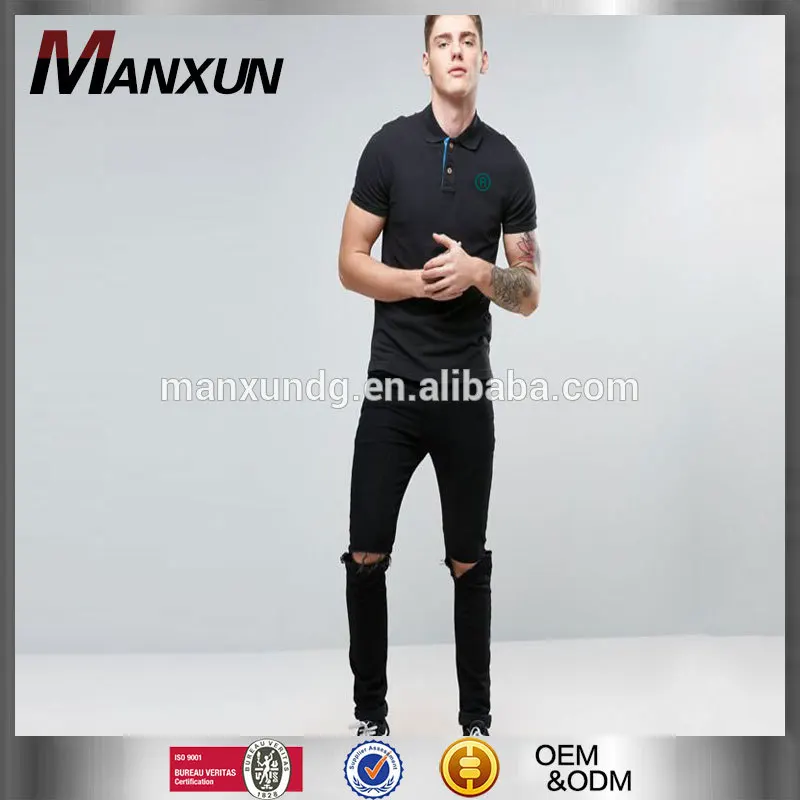 New Design Dry Fit Mens Slim Fit 100% Cotton Polo T Shirt Slim Pique Polo Printing Or Embroidery Logo In Black Men T Shirt