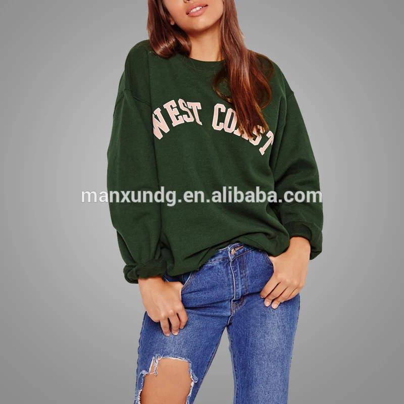 Latest Design Green Fleece Pullover Casual Ladies Xxxxl Crewneck Women Sweatshirt 2018 7