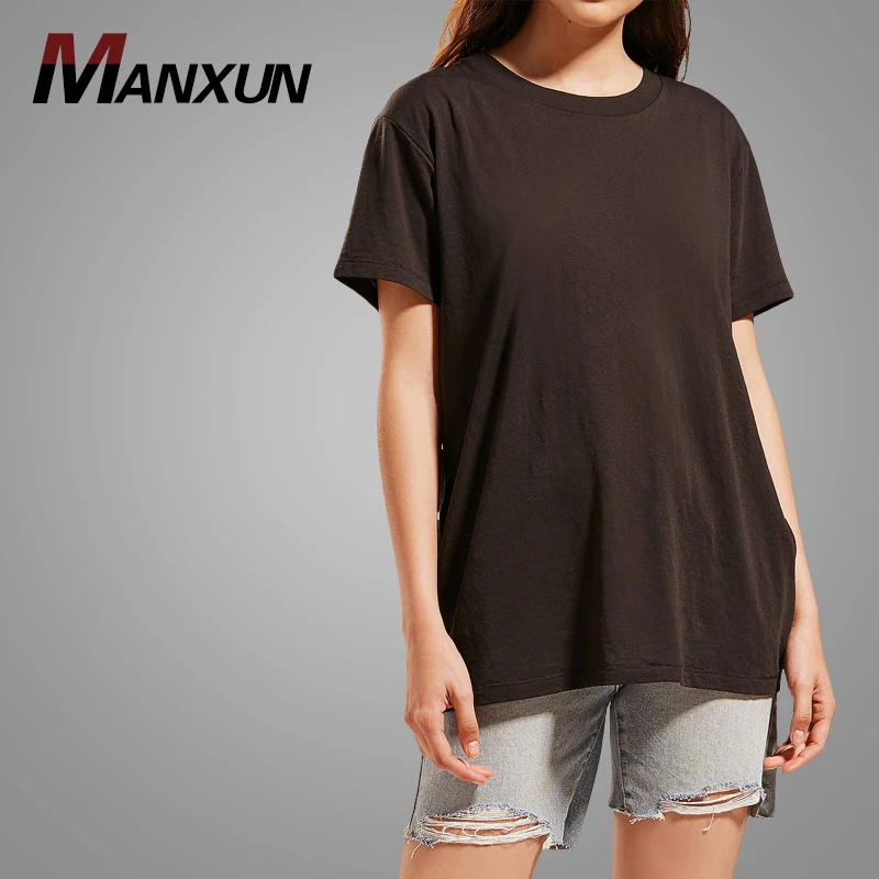 2018 New Arrival Short Sleeve Black T-shirt Casual Round Neck  Tee Shirt For Ladies