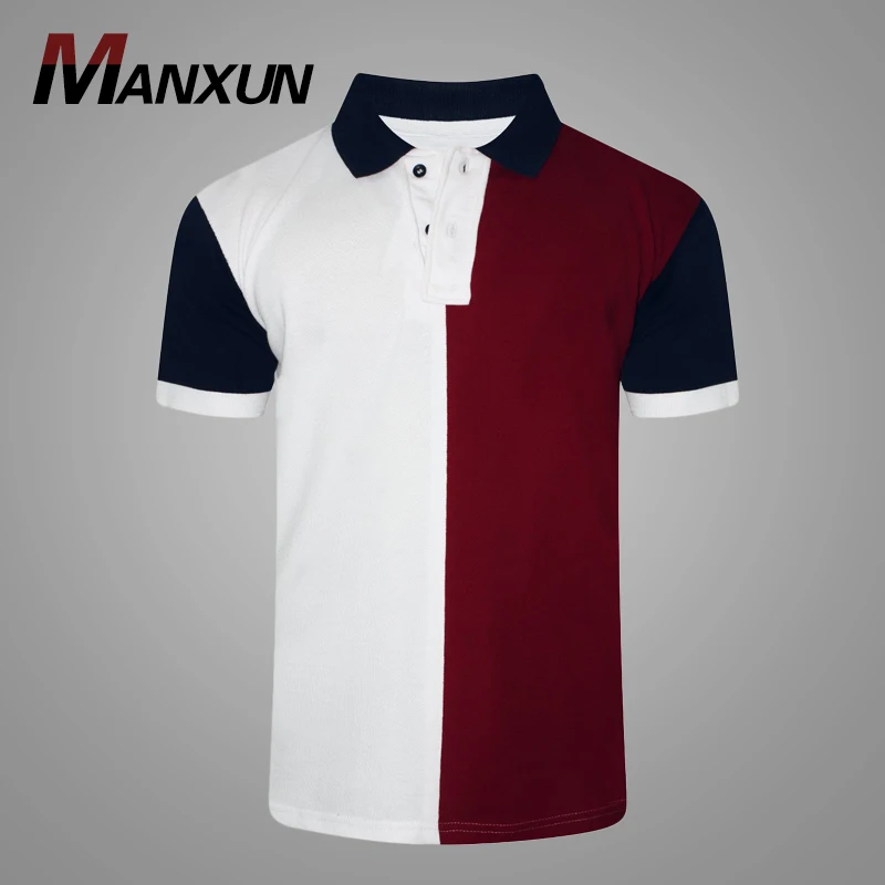 Newest Design Personalized Three Color Block Mens Polo Custom Polo T-shirt for Men 100% Cotton