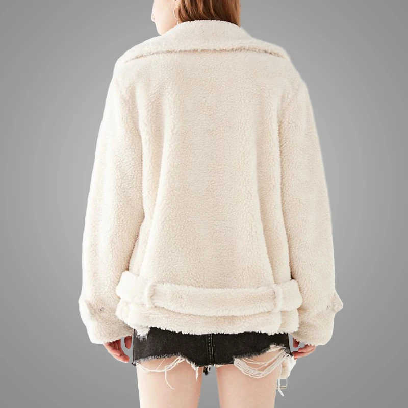 Top Design White Faux Fur Coat with Belt Thicker Winter Coat Women Jacketss Women 2019 jaket hoodie 7