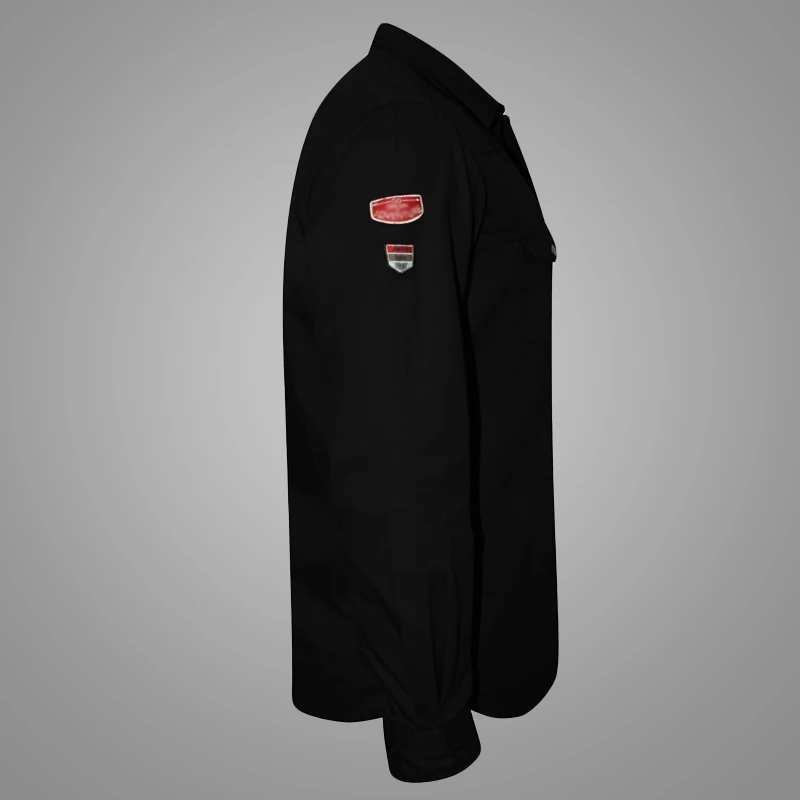 Dongguan 100% Cotton Logo Custom Mens Shirt Black Long Sleeve Slim Fit Casual Shirt for Men 5