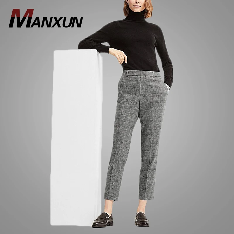 Newest Cotton Ankle-length Women Slim Suit Pants Business Straight Dress Trousers for Women