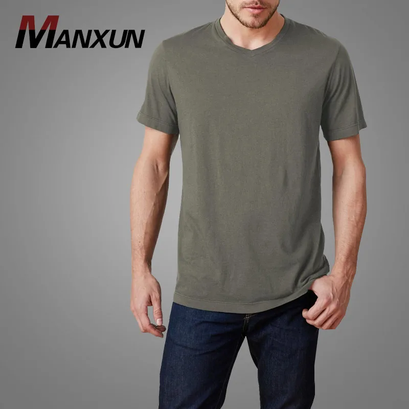 Classic V-neck Cotton T shirt Tee Hemp Tshirts Wholesale Mens Blank T shirt Dress Oversized