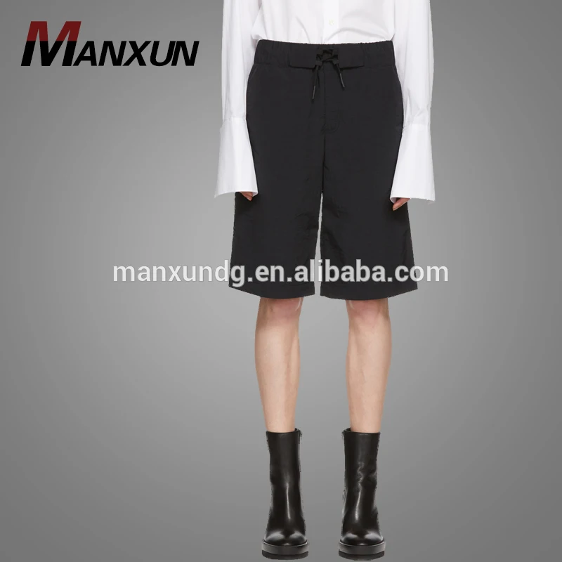 Latest Design Black Short Black Wide Pants Plain Dyed Short Trousers 2018