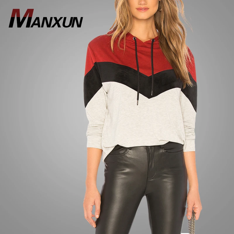 Xxxxl Pullover Track Sweatshirt Women Custom Patchwork Sweatshirt Ladies 2018 New Designs