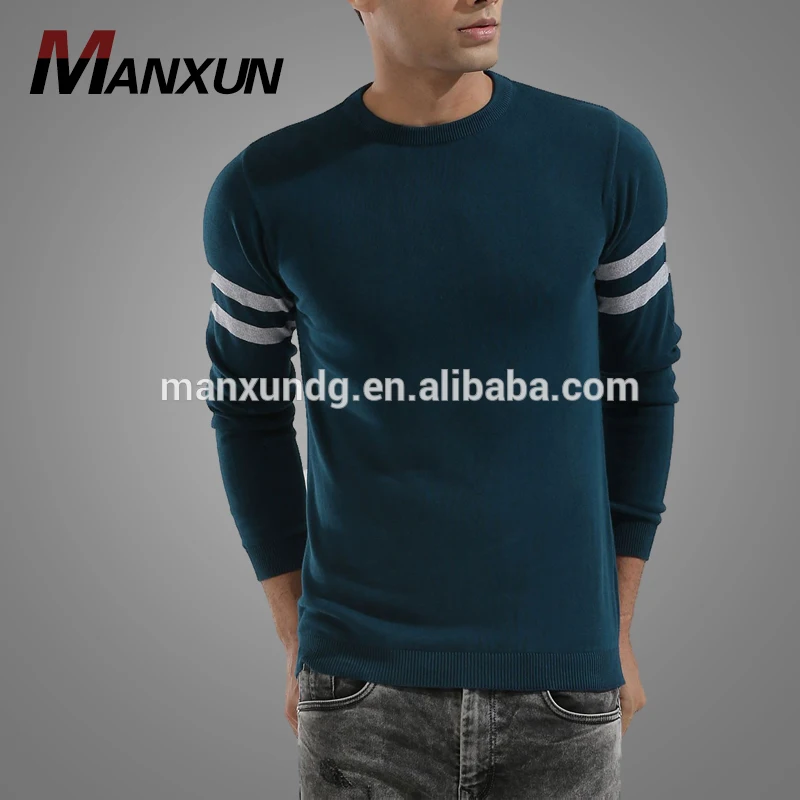 Customized Wholesale Crew Neck Knitted Pullover Mens Sweater Horizontal Strap Long Sleeve Casual Sweater