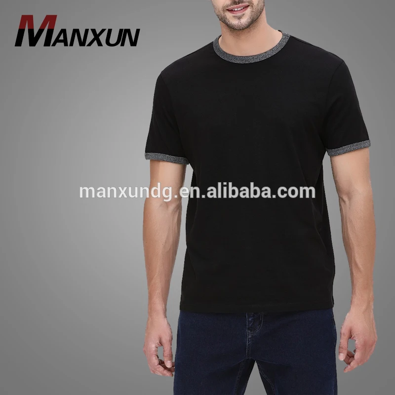 Wholesale Cheap Basic Ribbed Knitted Crew Neck T-Shirt Mens Cotton Plain T Shirt