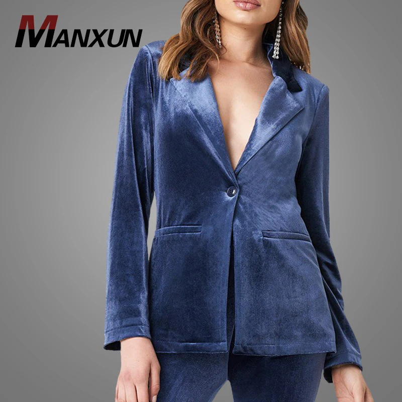 Spring And Autumn Fashion Women Casual Long Sleeve Office Blazer Suit Simple Slim Fit Velvet Blazer Jacket 2019
