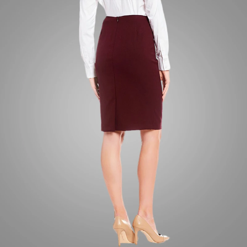 Lapel Jacket and Pencil Skirt Ladies Suit Slim Fit Burgundy 2 Piece Set Woman Suit Office Dress 9