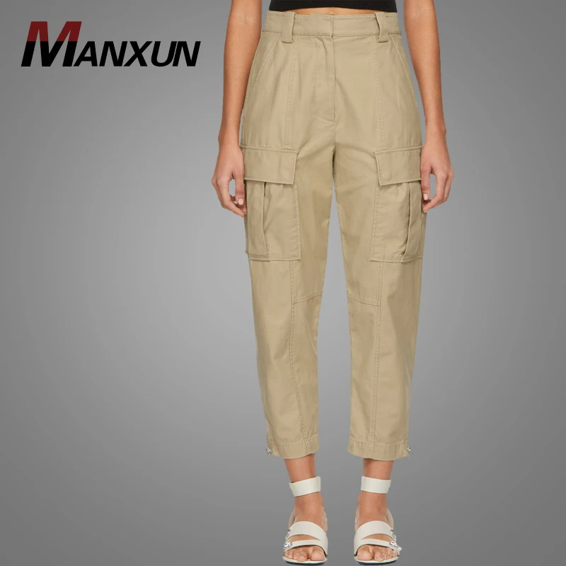 Wholesale Cheap Khaki Cargo Streetwear Fashion Oversized Trousers For Women