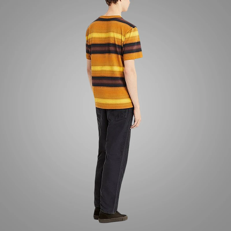 Hot Sell Men Striped Short Sleeve T-shirt O-neck Cotton Casual Boys T-shirt 5