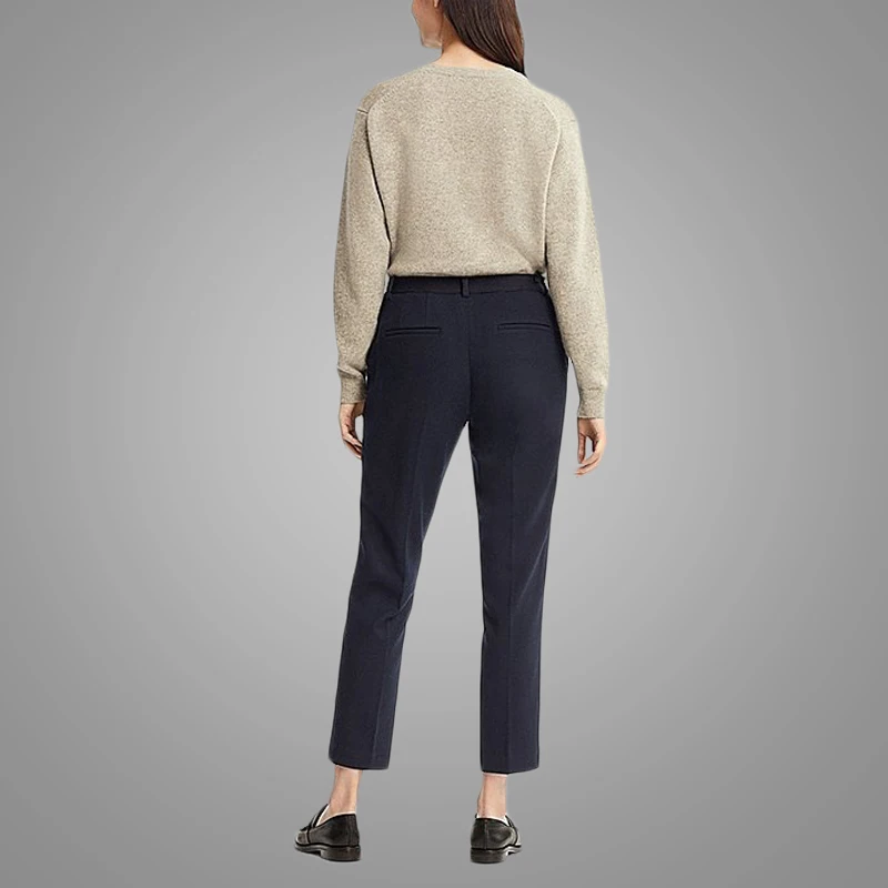 Women Ankle-length Dress Pants High Quality Dark Blue Women's Work Pants 13