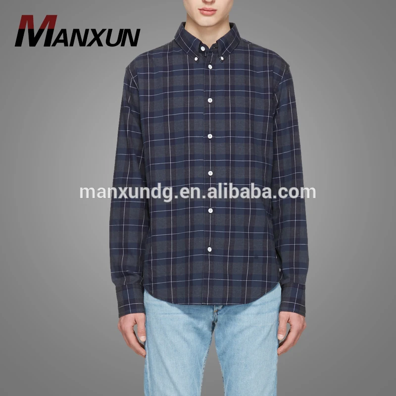 Dongguan Wholesale Navy Checked Gym Cotton Shirt Custom Men Casual Shirt 2018