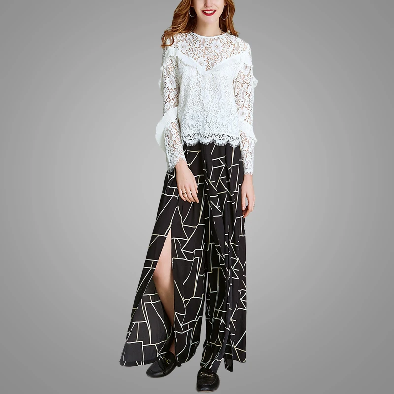 ladies fashionable white lace blouse MX201811301214D Details 5