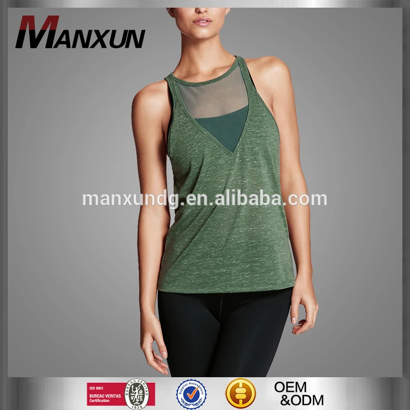 New Style Casual Sleeveless Mesh Front Sports Tank Breathable Quick Dry Top Slim Lady Fitness Wear