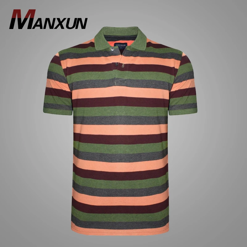Latest Custom Colorful Striped Men's Polo T-shirt 100% Cotton Polo T-shirt for Men