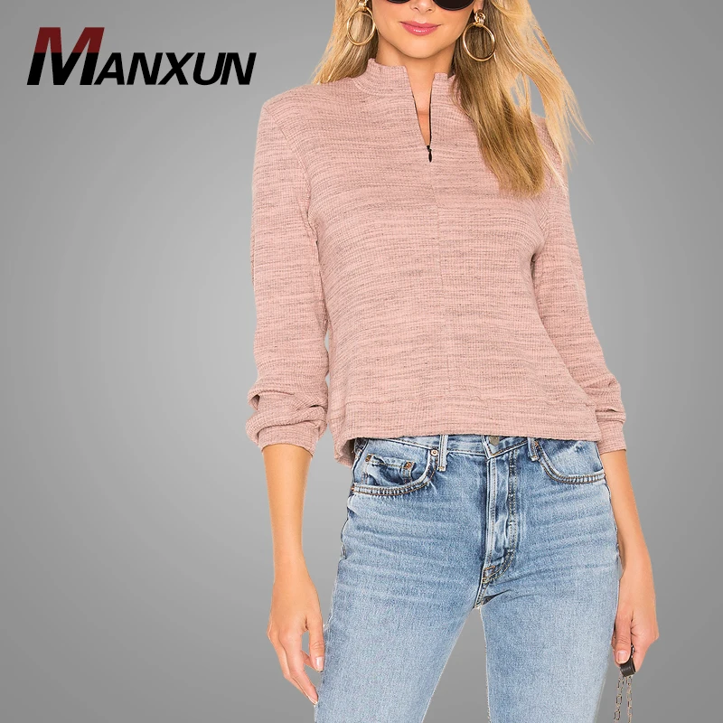 Wholesale High Quality Fashion Women Zipper Top Custom  Womens Tops Blouses 2018