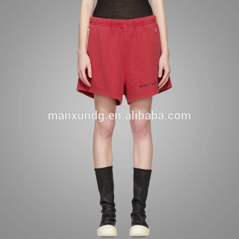 Wholesale Fashion Red Shorts Women French Terry Sports Baggy Track Pants Shorts 2018