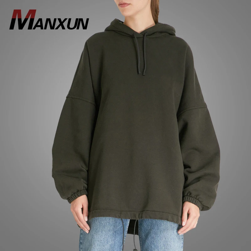 Wholesale 2018 High Quality Blank Drop Shoulder Hoodie Oversized Loose Fitness Sweat Hooded Sweatshirt For Women