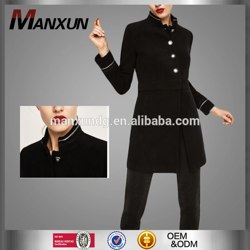 Spring New Design Women Cotton Or Polyester Classic Black Outwear Top For Women Trench Coat Long Designs 2017 With Buckles