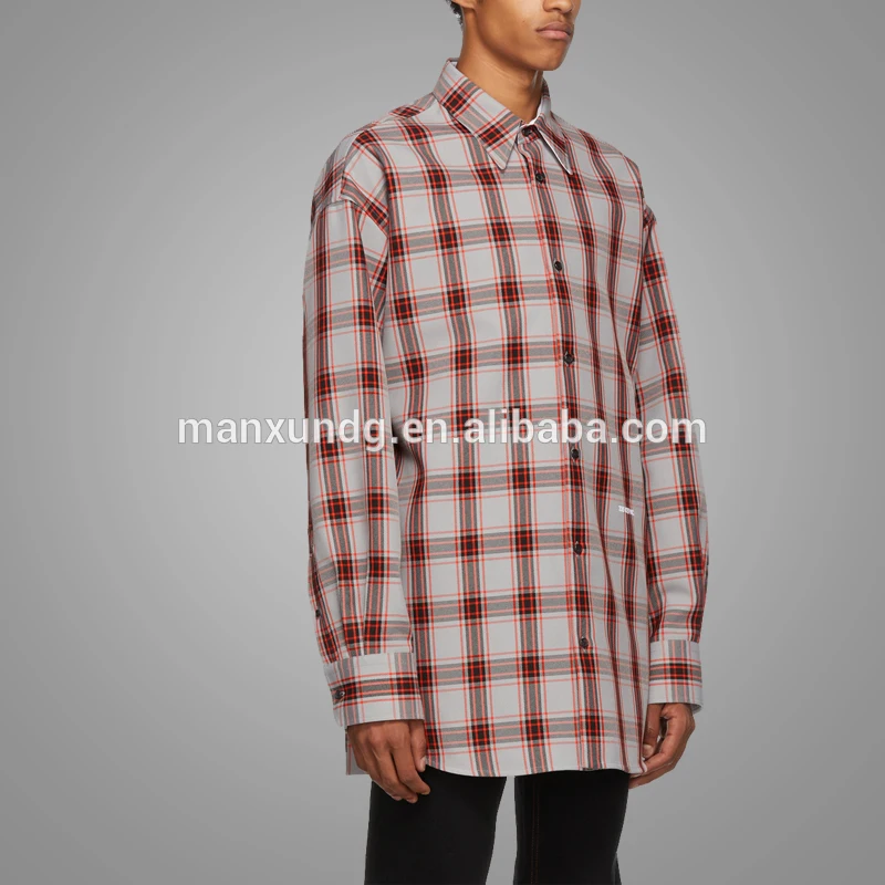 New Fashion Long Sleeve Cotton Shirt Check Pattern Hip Hop Streetwear Plaid Mens Shirts 2018 3