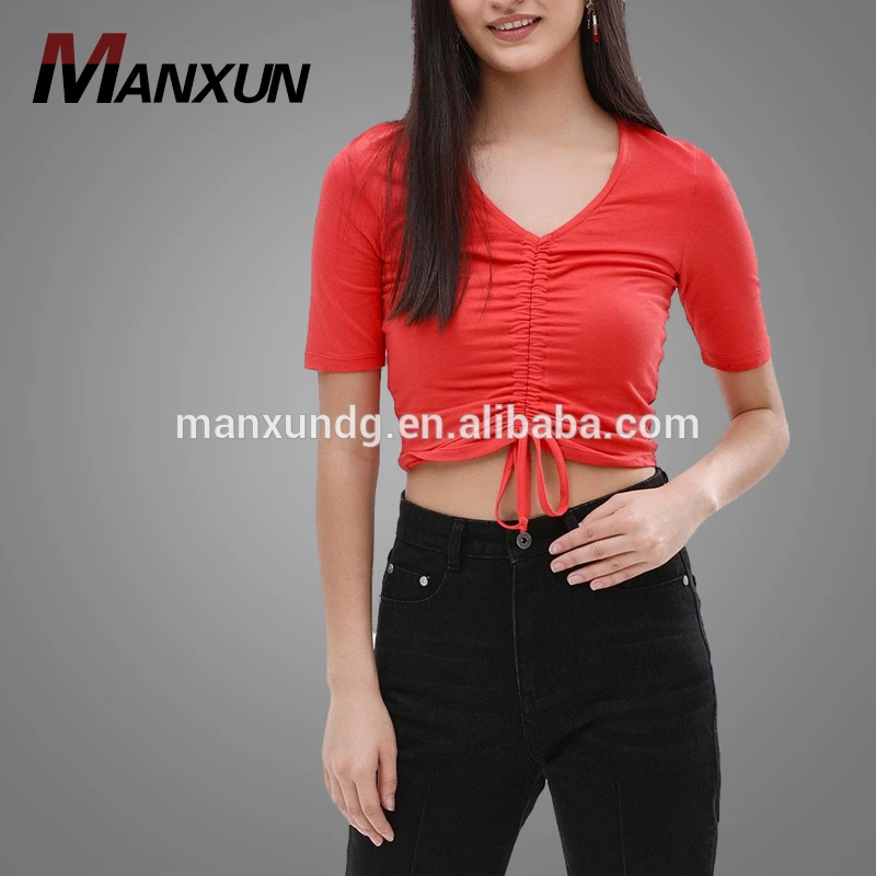 High Quality New Cotton Crop Top Custom Logo Ladies Plain Slim Fit T Shirts 2018